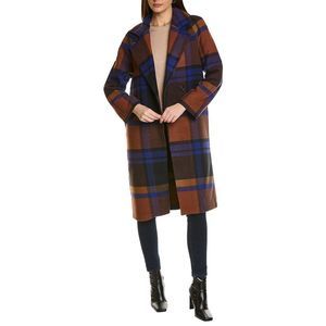 Avec Les Filles Plaid Wool-Blend Coat